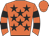 Orange, black stars, orange and black hooped sleeves, orange cap