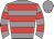Grey body, red hooped, grey arms, red hooped, grey cap