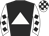 Black body, white triangle, white arms, black diamonds, white cap, black checked