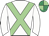 white, light green cross sashes, emerald green and light green quartered cap