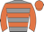 Grey body, orange hooped, orange arms, orange cap
