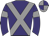 Purple body, grey cross sashes, purple arms, grey armlets, grey cap, purple quartered
