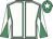 White, emerald green seams, diabolo on sleeves, emerald green cap, white star