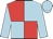 Red and light blue (quartered), light blue sleeves and cap