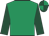 Emerald green, dark green sleeves, dark green and emerald green quartered cap