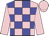 pink and blue checks, pink sleeves and cap