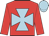 red, light blue maltese cross, light blue cap