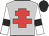 Silver, red cross of lorraine, white sleeves, black armlets, black cap