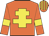 orange, yellow cross of lorraine, yellow armlets, yellow stripes on cap