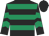 Black, emerald green hoops, chevrons on sleeves, black cap