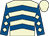 Beige, royal blue chevrons, royal blue sleeves, beige diamonds and cap