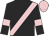 black, pink sash, pink armlets and cap