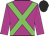 Violet, green cross belts, black cap