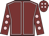 maroon, pink seams, pink spots on sleeves, pink spots on cap