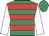 Emerald green, red hoops, white sleeves, emerald green cap