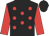 black, red spots, red sleeves, black cap
