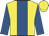 Yellow, royal blue stripe and sleeves, yellow cap