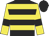 black and yellow hoops, yellow sleeves, black armlets, black cap