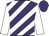 purple, white diagonal stripes, white sleeves, purple cap