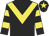 Black, yellow chevron, hooped sleeves and star on cap