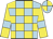 Light blue and yellow check, yellow sleeves, light blue armlets, light blue and yellow quartered cap