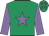 Emerald green, mauve star, sleeves and stars on cap