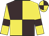 Brown and yellow (quartered), yellow sleeves, brown armlets, quartered cap