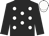 Black, white spots, black sleeves, white cap