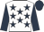 White, dark blue stars, sleeves and cap