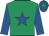 Emerald green, royal blue star and sleeves, royal blue cap, emerald green star