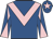 Royal blue, pink chevron, diabolo on sleeves, royal blue cap, pink star