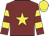 Maroon, yellow star, hooped sleeves, yellow cap