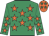 Emerald green, orange stars, orange cap, emerald green stars