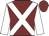 Maroon, white cross sashes & sleeves, maroon cap