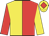 Red & yellow halved, sleeves reversed, yellow cap, red diamond