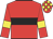 Red, black hoop, yellow armlet, red & yellow check cap