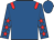 Royal blue, red epaulettes, red stars on sleeves, royal blue cap