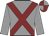Grey, maroon cross sashes, quartered cap