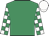 Emerald green, emerald green & white check sleeves, white cap