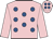 Pink, royal blue spots, pink sleeves, royal blue spots on cap