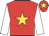 Red, yellow star, white sleeves, red cap, yellow star