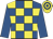 Royal blue & yellow check, royal blue sleeves, yellow & royal blue hooped cap