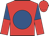 Red, royal blue disc, halved sleeves, red cap