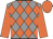 Grey & orange diamonds, orange sleeves & cap