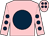 Pink, dark blue disc, dark blue spots on sleeves & cap