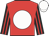 Red, white disc, black and red striped sleeves, white cap