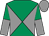 Emerald green and grey diabolo, halved sleeves, grey cap