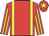 Red, yellow braces, striped sleeves and star on cap
