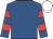 Royal blue, red hooped sleeves, white cap