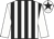 White, black stripes, white sleeves, black star on cap